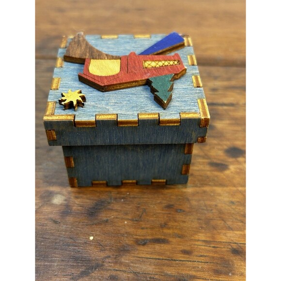 Vintage Handmade Wooden Trinket Box Covered Bridge Doles Orchard Box Shop - Picture 7 of 13